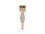 Princess Cut Peridot Solitaire Ring in Rose gold with Interwoven Pavé Band and Prong Setting_2