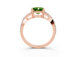 Princess Cut Peridot Solitaire Ring in Rose gold with Interwoven Pavé Band and Prong Setting_3