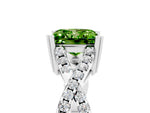 Princess Cut Peridot Solitaire Ring in Silver with Interwoven Pavé Band and Prong Setting_11