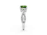 Princess Cut Peridot Solitaire Ring in Silver with Interwoven Pavé Band and Prong Setting_8