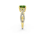 Princess Cut Peridot Solitaire Ring in Yellow gold with Interwoven Pavé Band and Prong Setting_2