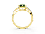 Princess Cut Peridot Solitaire Ring in Yellow gold with Interwoven Pavé Band and Prong Setting_3