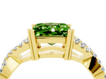 Princess Cut Peridot Solitaire Ring in Yellow gold with Interwoven Pavé Band and Prong Setting_4