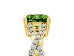 Princess Cut Peridot Solitaire Ring in Yellow gold with Interwoven Pavé Band and Prong Setting_5