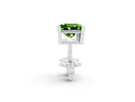 Princess Cut Peridot Stud Earrings in White gold with Basket Setting_2