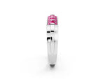 Princess Cut Pink Sapphire Bar-Set Pavé Band in Platinum with Grooved Edge Detailing_2