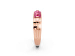 Princess Cut Pink Sapphire Bar-Set Pavé Band in Rose gold with Grooved Edge Detailing_2