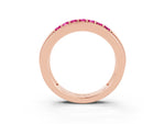 Princess Cut Pink Sapphire Bar-Set Pavé Band in Rose gold with Grooved Edge Detailing_3