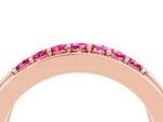 Princess Cut Pink Sapphire Bar-Set Pavé Band in Rose gold with Grooved Edge Detailing_4