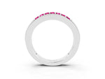 Princess Cut Pink Sapphire Bar-Set Pavé Band in Silver with Grooved Edge Detailing_3