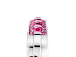 Princess Cut Pink Sapphire Bar-Set Pavé Band in Silver with Grooved Edge Detailing_5