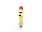 Princess Cut Pink Sapphire Bar-Set Pavé Band in Yellow gold with Grooved Edge Detailing_2