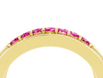 Princess Cut Pink Sapphire Bar-Set Pavé Band in Yellow gold with Grooved Edge Detailing_4