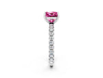 Princess Cut Pink Sapphire Pavé Solitaire Ring in White gold with Round Pavé Band and Prong Setting_2
