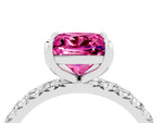 Princess Cut Pink Sapphire Pavé Solitaire Ring in White gold with Round Pavé Band and Prong Setting_4