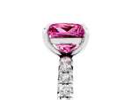 Princess Cut Pink Sapphire Pavé Solitaire Ring in White gold with Round Pavé Band and Prong Setting_5