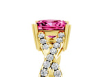 Princess Cut Pink Sapphire Solitaire Ring in Yellow gold with Interwoven Pavé Band and Prong Setting_5