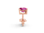 Princess Cut Pink Sapphire Stud Earrings in Rose gold with Basket Setting_2