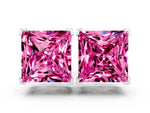Princess Cut Pink Sapphire Stud Earrings in White gold with Basket Setting