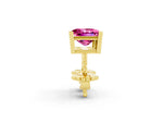 Princess Cut Pink Sapphire Stud Earrings in Yellow gold with Basket Setting_2