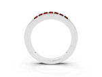 Princess Cut Ruby Bar-Set Pavé Band in Platinum with Grooved Edge Detailing_3