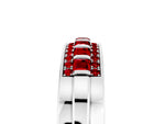 Princess Cut Ruby Bar-Set Pavé Band in Platinum with Grooved Edge Detailing_5
