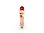 Princess Cut Ruby Bar-Set Pavé Band in Rose gold with Grooved Edge Detailing_2
