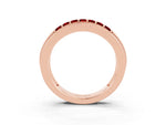 Princess Cut Ruby Bar-Set Pavé Band in Rose gold with Grooved Edge Detailing_3