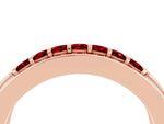 Princess Cut Ruby Bar-Set Pavé Band in Rose gold with Grooved Edge Detailing_4