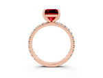 Princess Cut Ruby Pavé Solitaire Ring in Rose gold with Round Pavé Band and Prong Setting_3