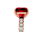 Princess Cut Ruby Pavé Solitaire Ring in Rose gold with Round Pavé Band and Prong Setting_5