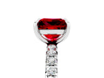 Princess Cut Ruby Pavé Solitaire Ring in Silver with Round Pavé Band and Prong Setting_5