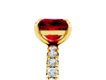 Princess Cut Ruby Pavé Solitaire Ring in Yellow gold with Round Pavé Band and Prong Setting_5