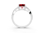 Princess Cut Ruby Solitaire Ring in Platinum with Interwoven Pavé Band and Prong Setting_9