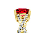 Princess Cut Ruby Solitaire Ring in Yellow gold with Interwoven Pavé Band and Prong Setting_5