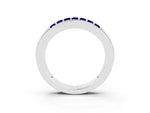 Princess Cut Tanzanite Bar-Set Pavé Band in Platinum with Grooved Edge Detailing_3