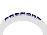 Princess Cut Tanzanite Bar-Set Pavé Band in Platinum with Grooved Edge Detailing_4