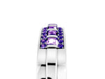 Princess Cut Tanzanite Bar-Set Pavé Band in Platinum with Grooved Edge Detailing_5