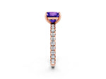Princess Cut Tanzanite Pavé Solitaire Ring in Rose gold with Round Pavé Band and Prong Setting_2
