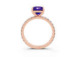 Princess Cut Tanzanite Pavé Solitaire Ring in Rose gold with Round Pavé Band and Prong Setting_3