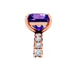 Princess Cut Tanzanite Pavé Solitaire Ring in Rose gold with Round Pavé Band and Prong Setting_5