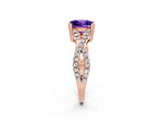 Princess Cut Tanzanite Solitaire Ring in Rose gold with Interwoven Pavé Band and Prong Setting_2