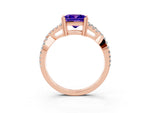 Princess Cut Tanzanite Solitaire Ring in Rose gold with Interwoven Pavé Band and Prong Setting_3