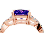 Princess Cut Tanzanite Solitaire Ring in Rose gold with Interwoven Pavé Band and Prong Setting_4