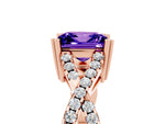 Princess Cut Tanzanite Solitaire Ring in Rose gold with Interwoven Pavé Band and Prong Setting_5