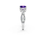 Princess Cut Tanzanite Solitaire Ring in Silver with Interwoven Pavé Band and Prong Setting_8