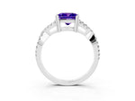 Princess Cut Tanzanite Solitaire Ring in Silver with Interwoven Pavé Band and Prong Setting_9