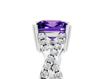 Princess Cut Tanzanite Solitaire Ring in White gold with Interwoven Pavé Band and Prong Setting_5