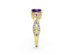 Princess Cut Tanzanite Solitaire Ring in Yellow gold with Interwoven Pavé Band and Prong Setting_2