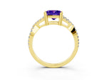 Princess Cut Tanzanite Solitaire Ring in Yellow gold with Interwoven Pavé Band and Prong Setting_3